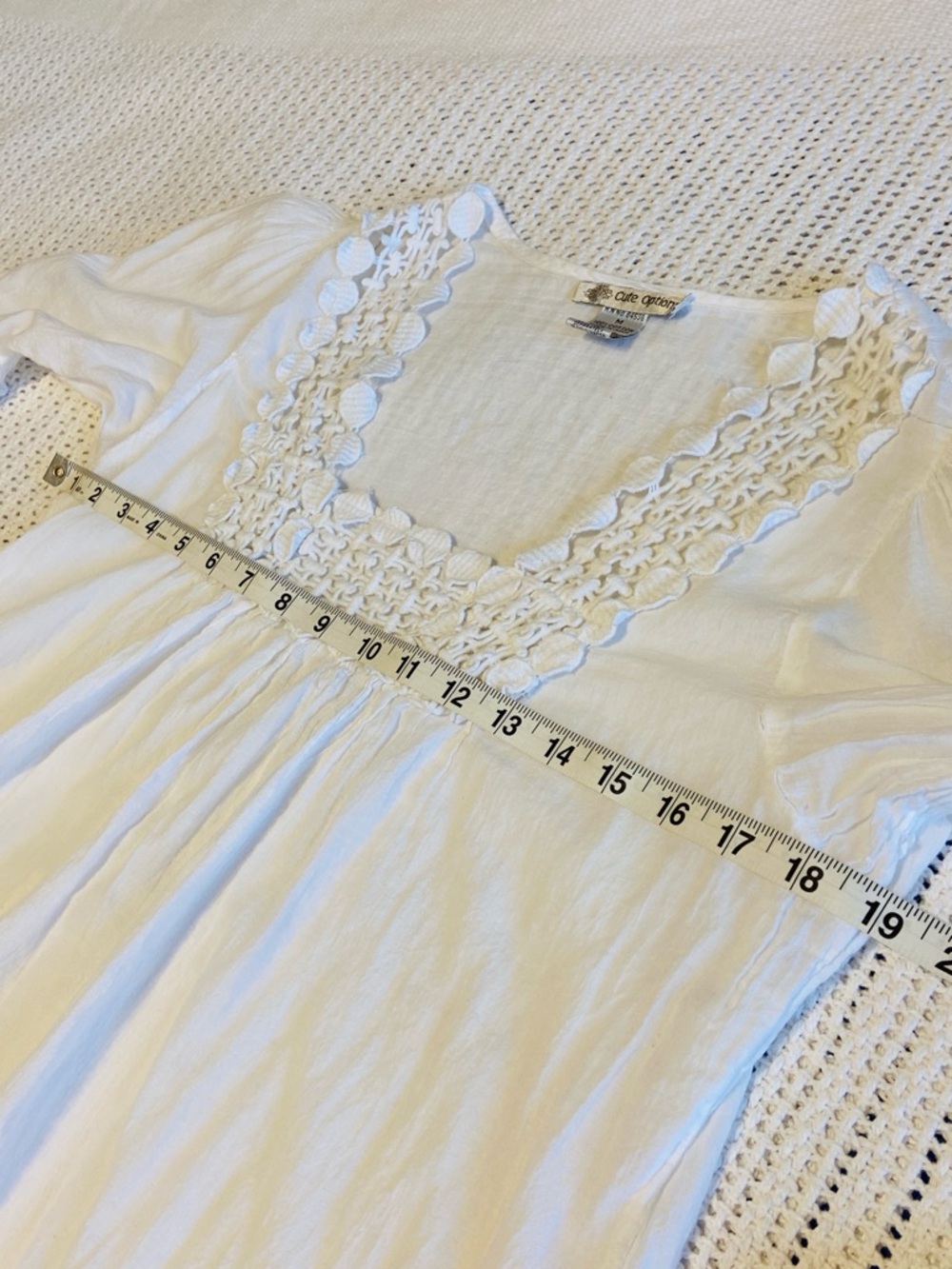 Cute Options BOHO Cotton Beach Cover up Dress Blouse Crochet Lace Size Medium - Picture 11 of 11